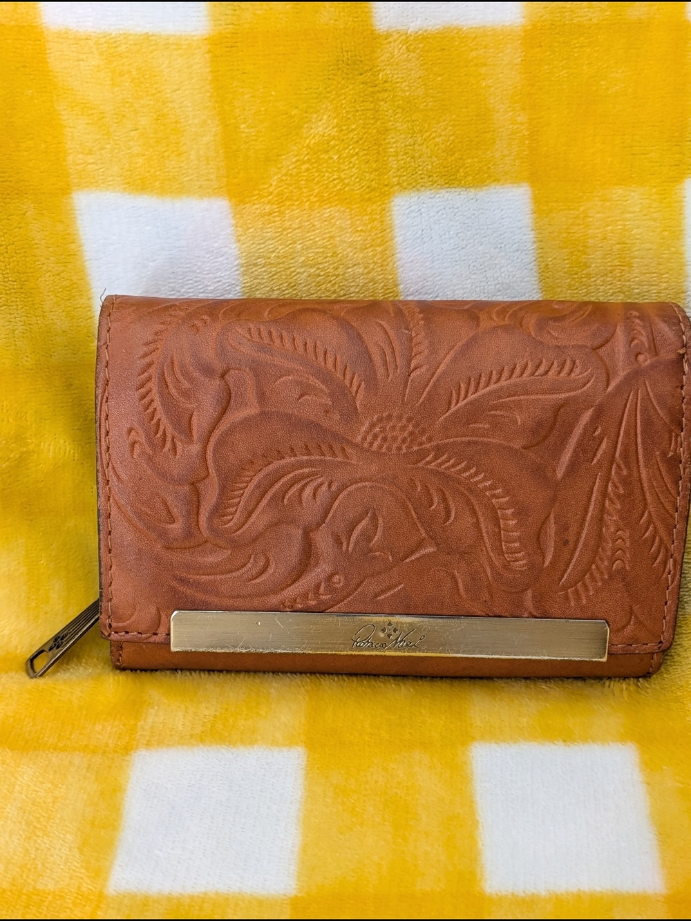 Patricia Nash Cametti Florence Tooled Leather Trifold 6"x4"